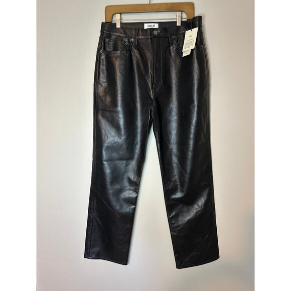 AGOLDE NEW 90s Pinch Waist Recycled Leather Size 31 Black Detox A164-1286 - Picture 2 of 11